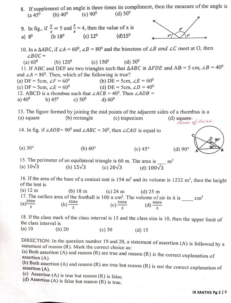 Class 9 Maths Sample Paper SHARMA TUTORIAL