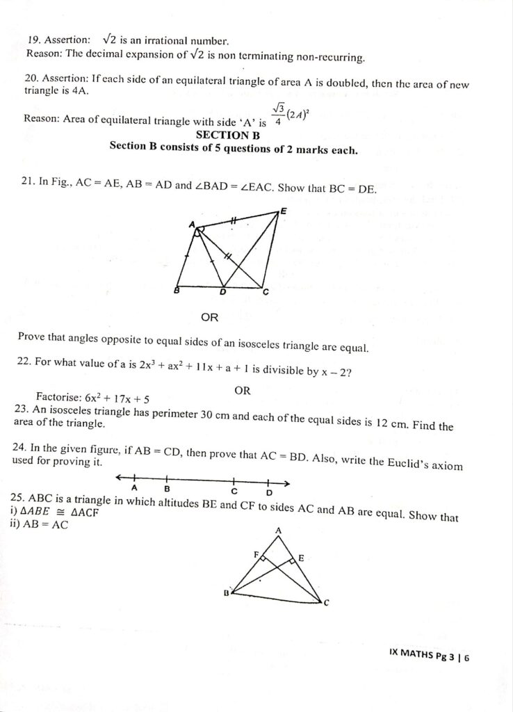 Class 9 Maths Sample Paper SHARMA TUTORIAL