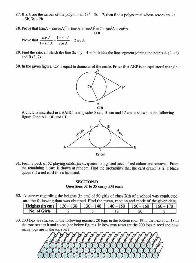 Sample paper class 10 Maths 2022-23

