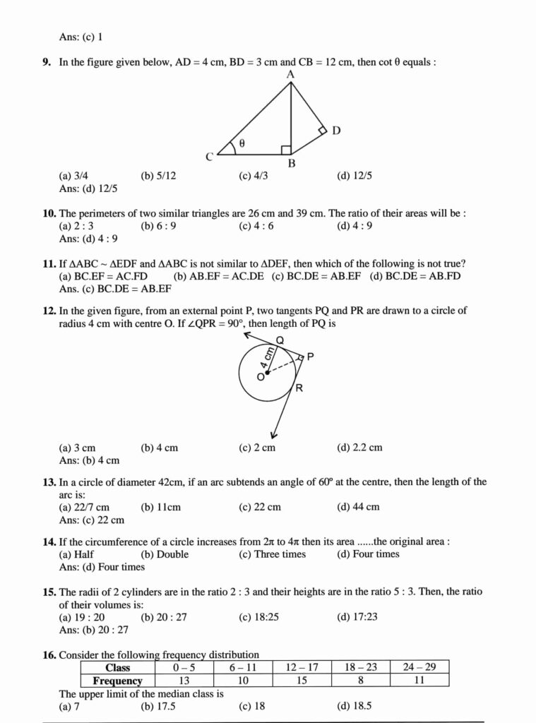 Sample paper class 10 Maths 2022-23

