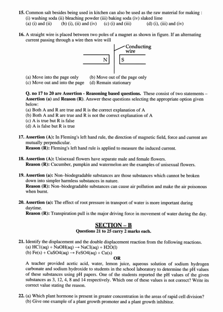 CBSE Class 10 Science sample paper for board exam 2023 with solutions

