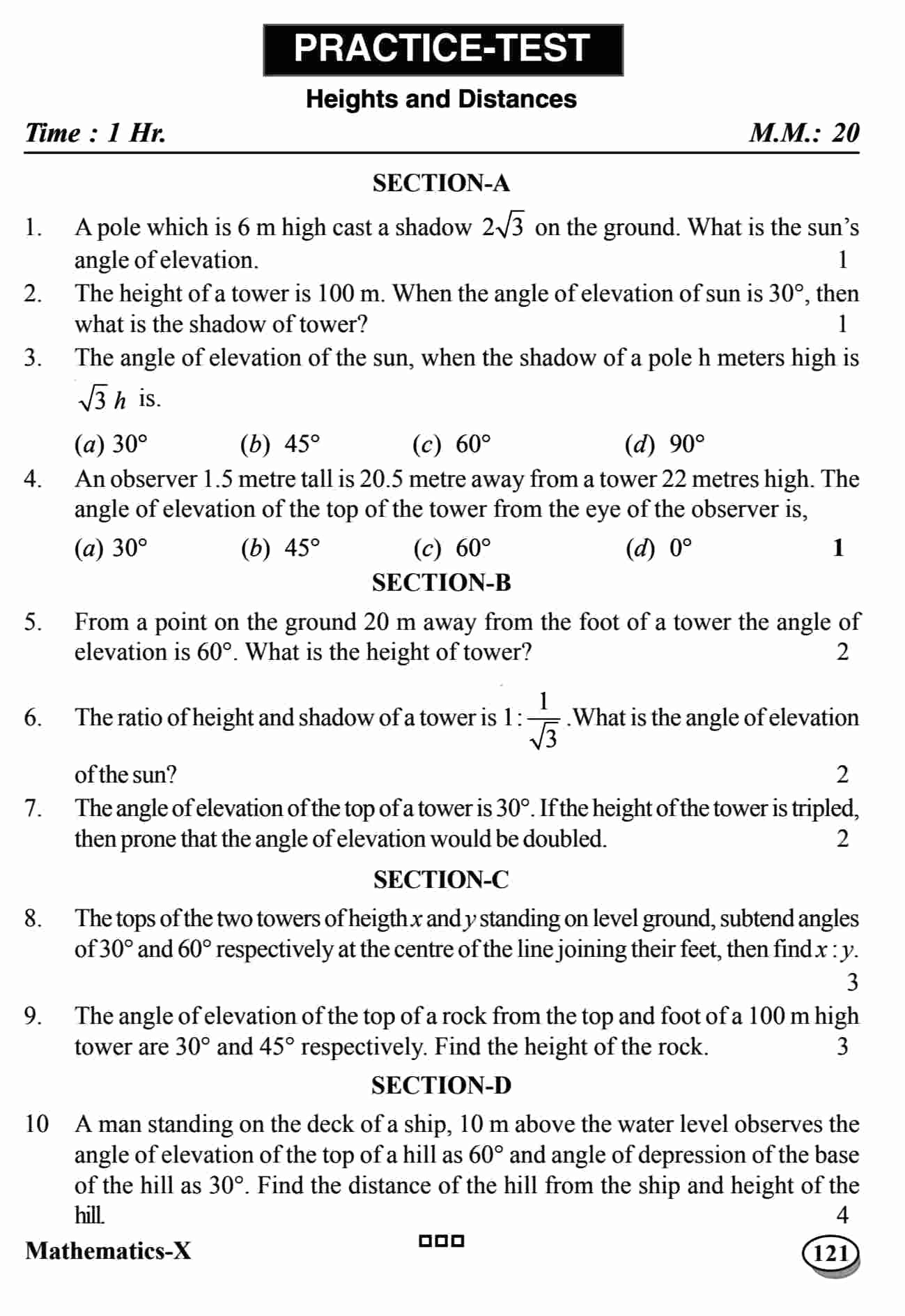 Important Questions For Class 10 Maths Chapter 9 Some Applications Of Trigonometry Sharma Tutorial Important Questions For Class 10 Maths Chapter 9 Some Applications Of Trigonometry Sharma Tutorial