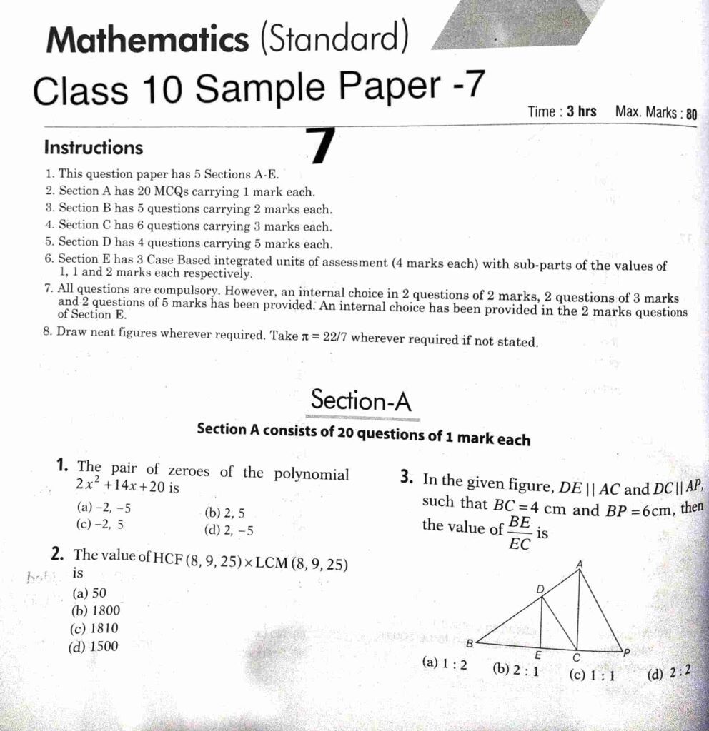 sample paper class 10 2023 cbse