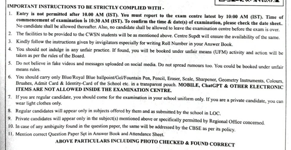 important instructions for board exam 2023 cbse