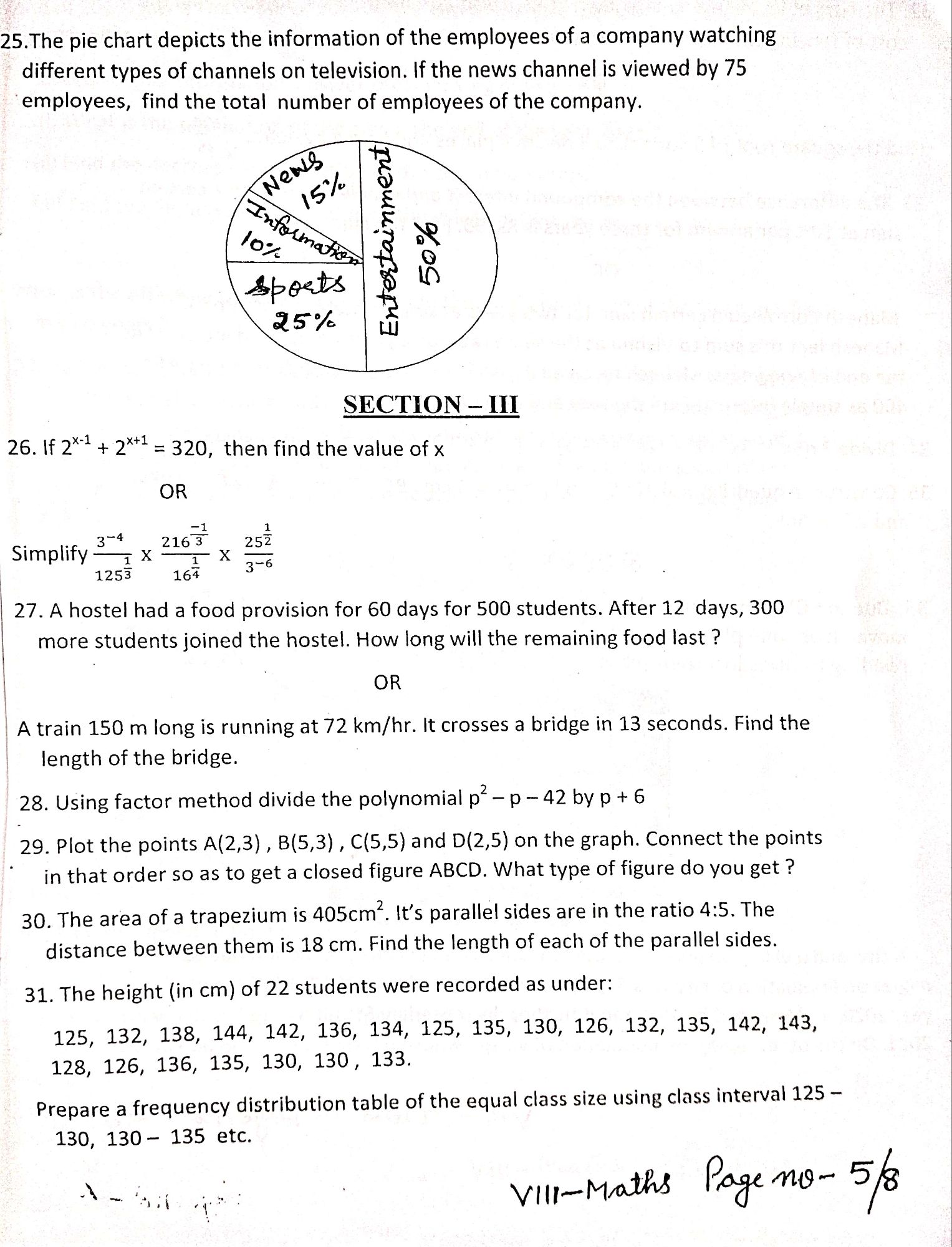 Dav Class 8 Maths Sample Paper 2024 25 With Solutions Sharma Tutorial