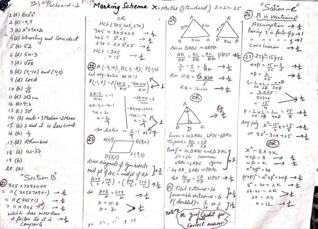 Maths Sample Paper Class 10 2024