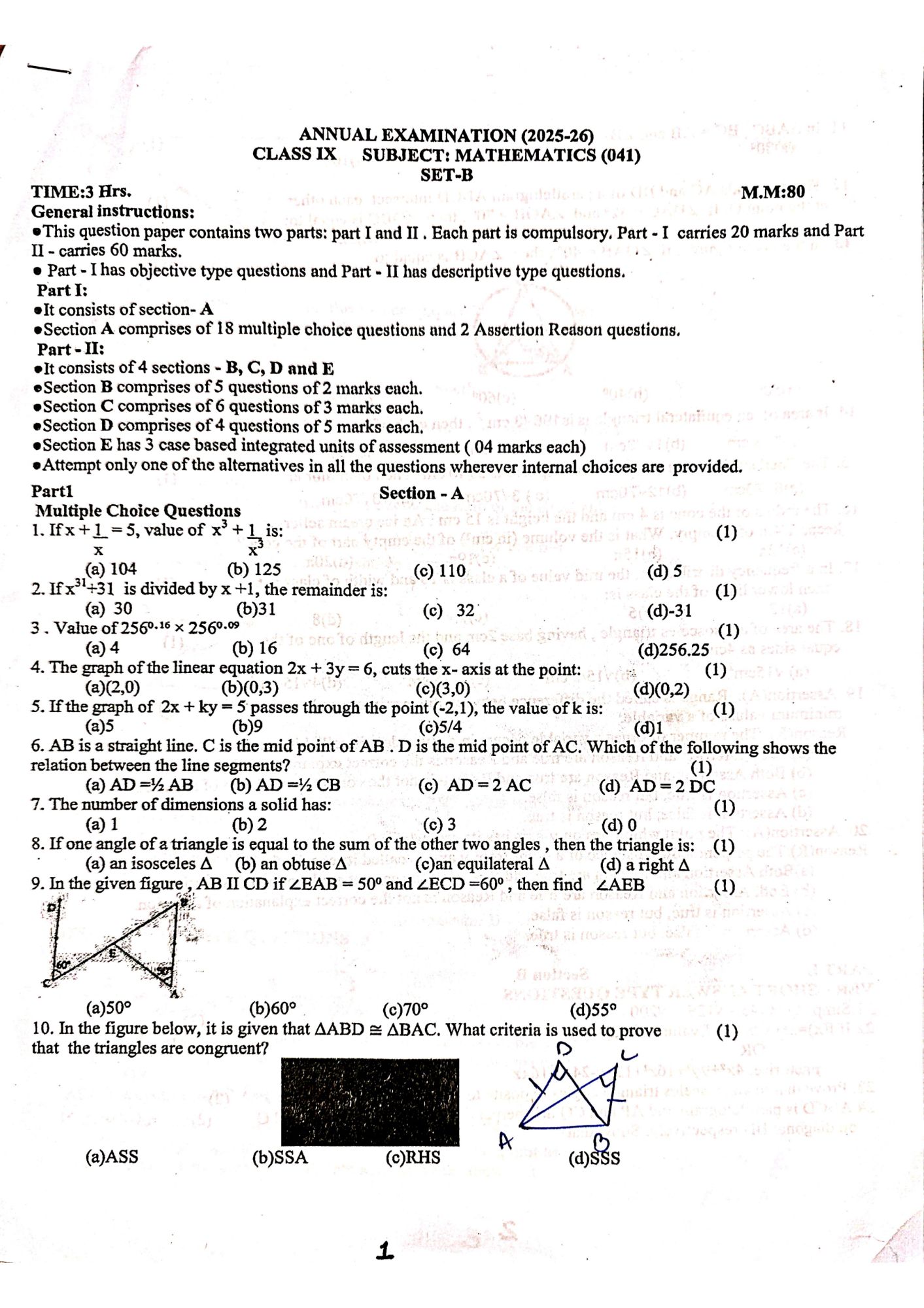 Class 9 Maths Annual Question Paper 2025-26 PDF – Final Exam Paper Page 2